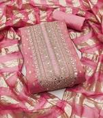 pink weaved shimmer jacquard butti unstitched dress material 
