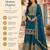 Teal blue embroidered with mirror work heavy georgette free size stiched kurta set with sharara and dupatta