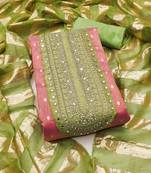 pink weaved shimmer jacquard butti unstitched dress material 