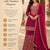Pink embroidered with mirror work heavy georgette free size stiched kurta set with sharara and dupatta
