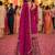 Pink embroidered with mirror work heavy georgette free size stiched kurta set with sharara and dupatta