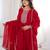 Women's Gorgeous Embroidery Work Vichitra Silk Fabric Flared Anarkali Dupatta Set
