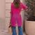 Geometric Print Roll-Up Sleeves Shirt Style Longline Top