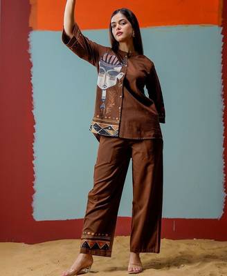 Print Mandarin Collar Ethnic Top 1
