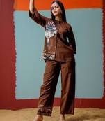 Print Mandarin Collar Ethnic Top