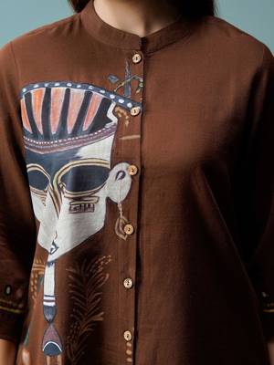 Print Mandarin Collar Ethnic Top 4