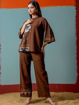 Print Mandarin Collar Ethnic Top 5