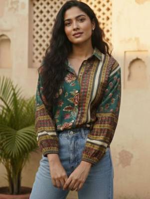 green floral print top 1