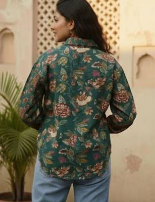green floral print top 2