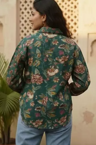 green floral print top