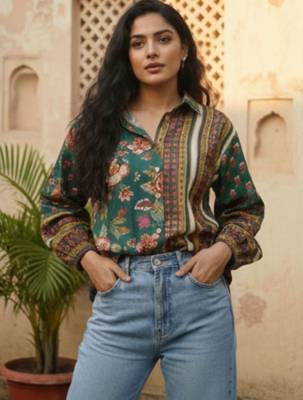 green floral print top 3