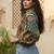 green floral print top
