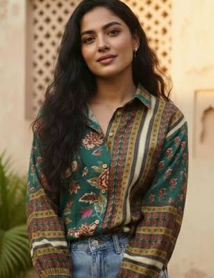 green floral print top 5