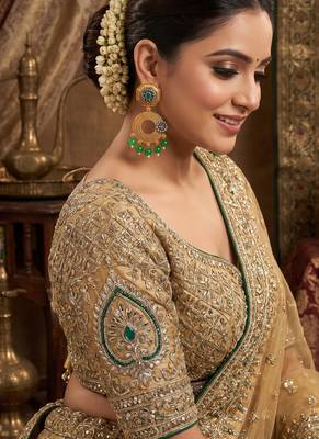 Traditional antique silver finish statement chandelier earrings with green onyx and pearl accents for women 4