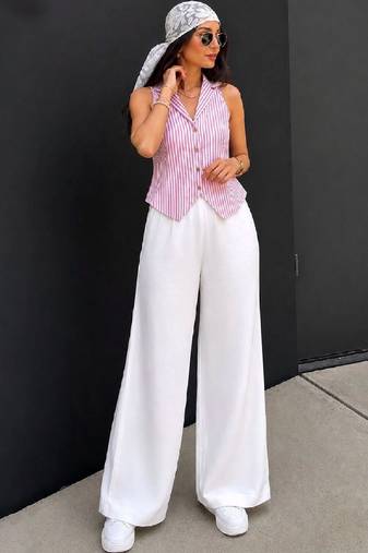 Striped Cotton Blend Top