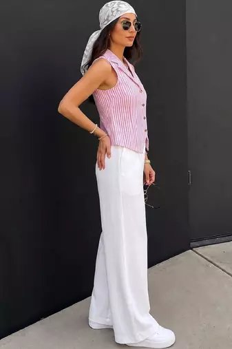 Striped Cotton Blend Top
