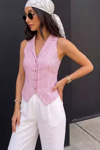 Striped Cotton Blend Top