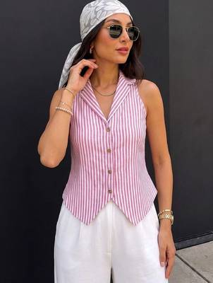 Striped Cotton Blend Top 7