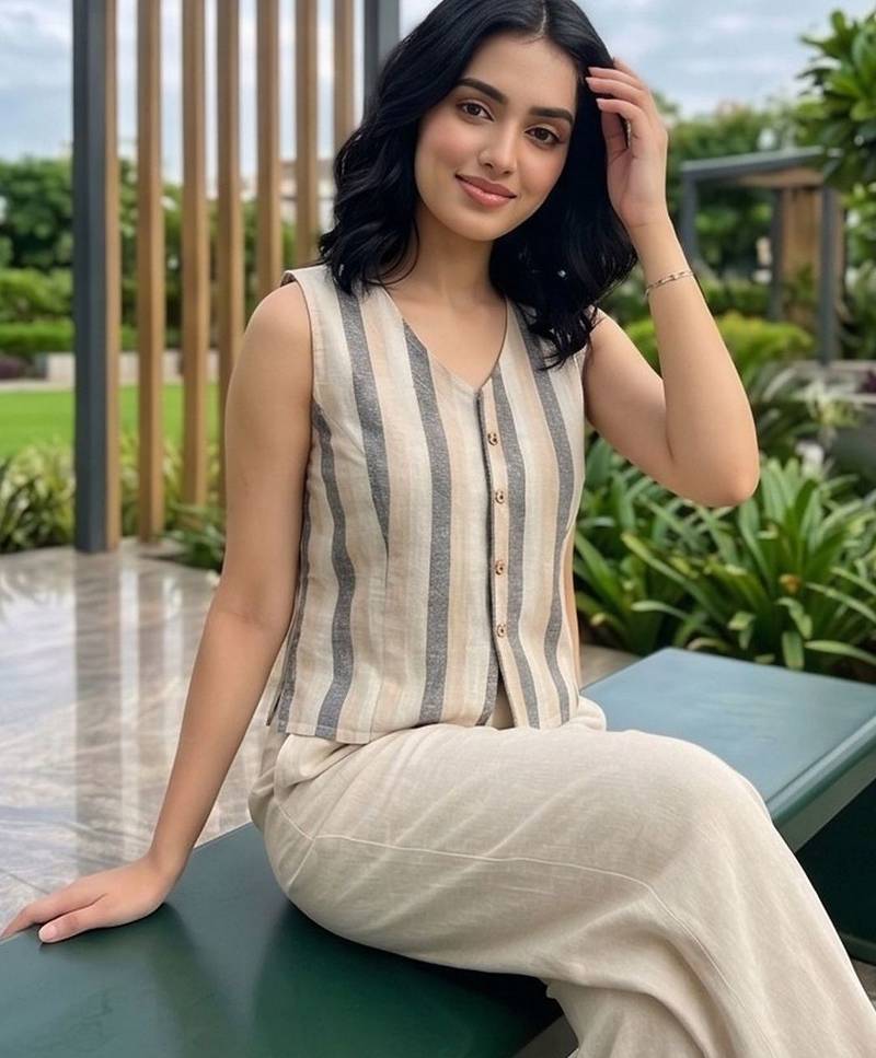 multicolor striped top