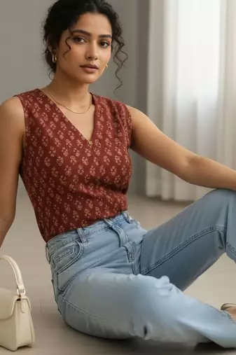 Print Ethnic Cotton Top