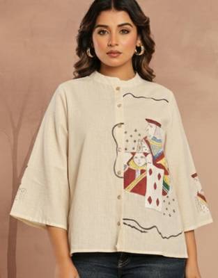 Print Mandarin Collar Top 2