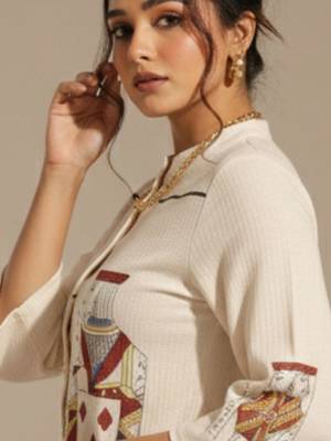 Print Mandarin Collar Top 3