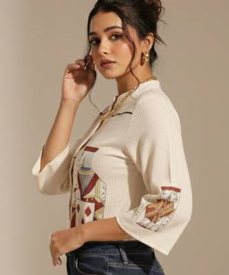 Print Mandarin Collar Top 4