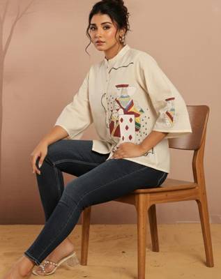 Print Mandarin Collar Top 6