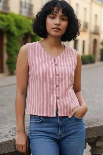 pink striped top