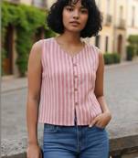 pink striped top
