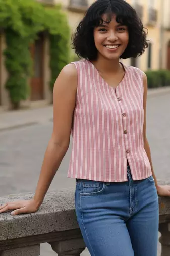pink striped top