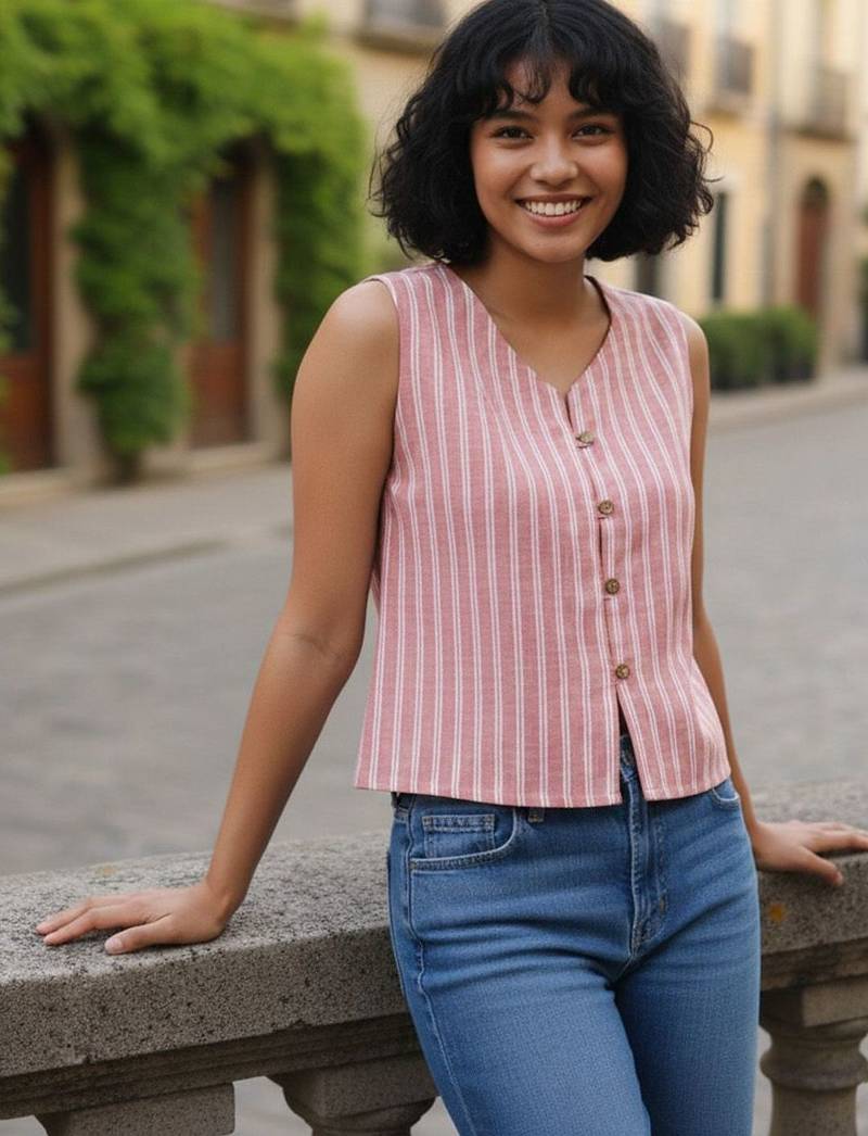 pink striped top