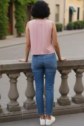 pink striped top