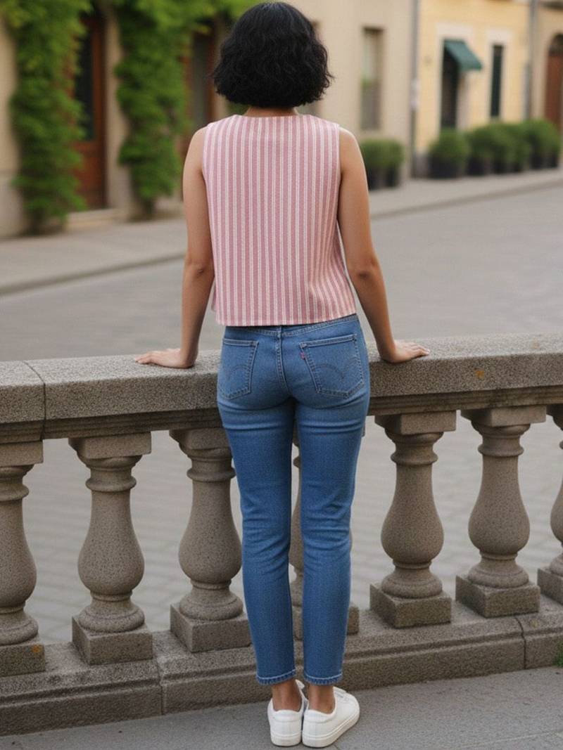 pink striped top