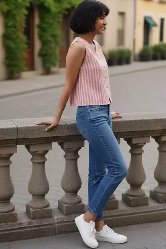 pink striped top