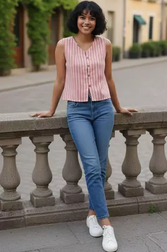pink striped top