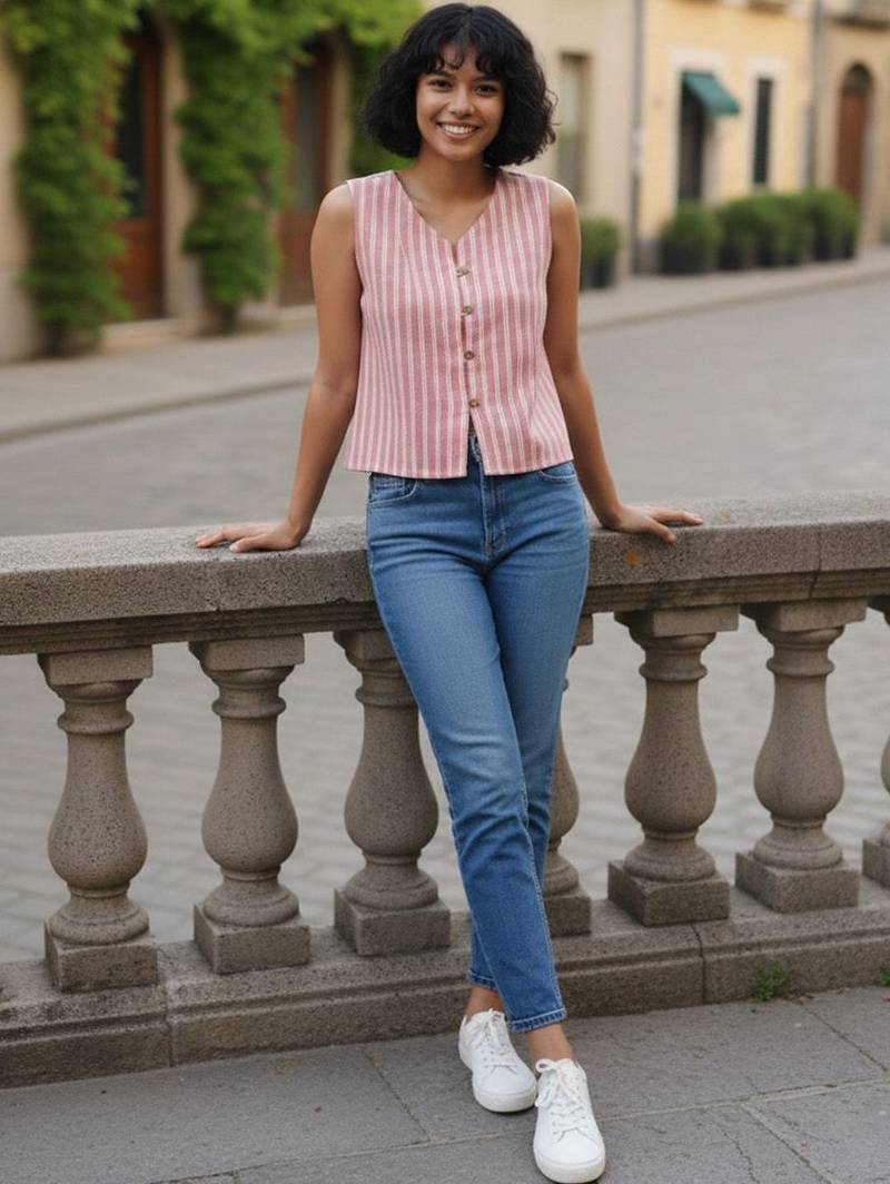 pink striped top