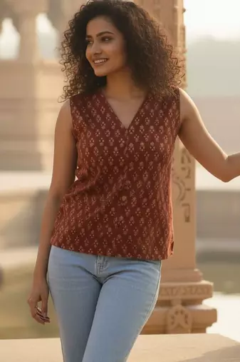 Print Ethnic Cotton Top