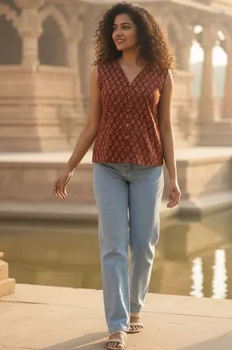 Print Ethnic Cotton Top