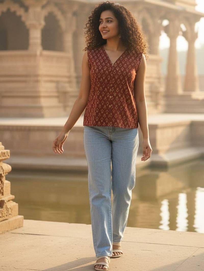 Print Ethnic Cotton Top