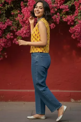 Print Ethnic Crop Top