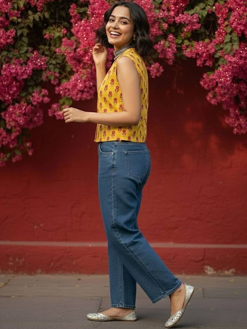 Print Ethnic Crop Top