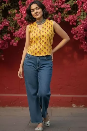 Print Ethnic Crop Top