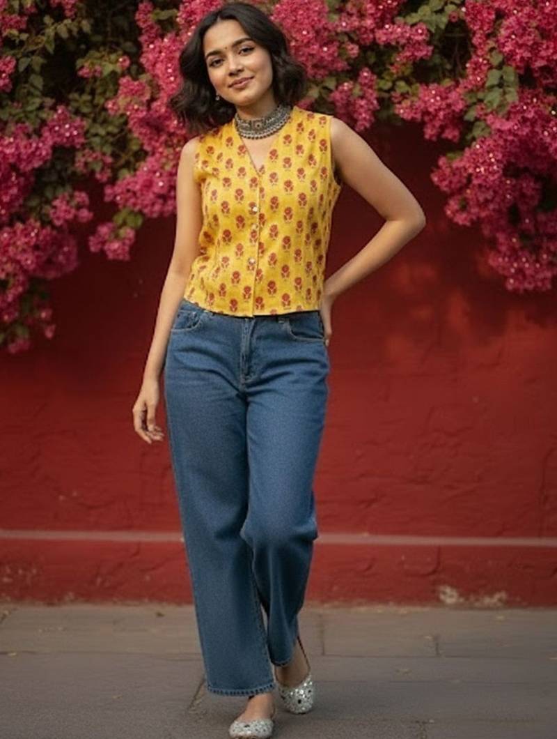 Print Ethnic Crop Top