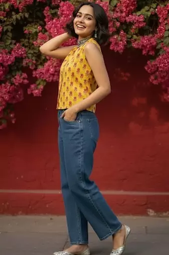 Print Ethnic Crop Top