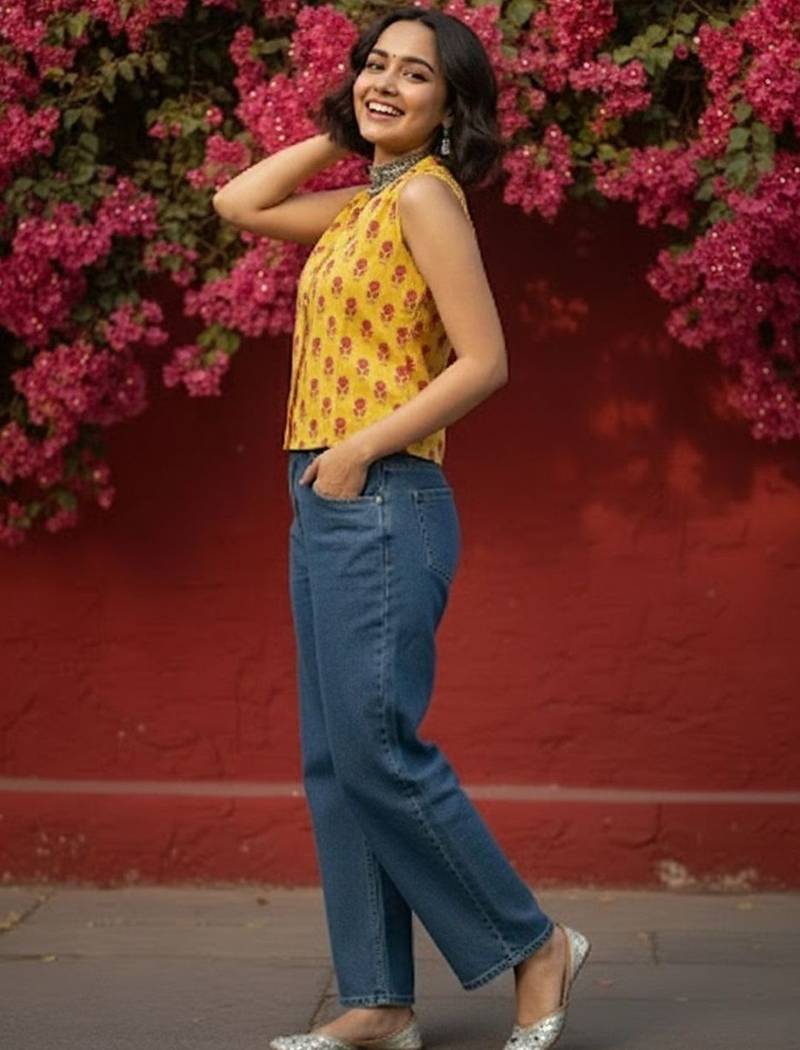 Print Ethnic Crop Top
