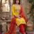 yellow  weaved shimmer jacquard butti unstitched dress material 