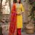 yellow  weaved shimmer jacquard butti unstitched dress material 