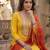 yellow  weaved shimmer jacquard butti unstitched dress material 
