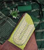 yellow weaved shimmer jacquard butti unstitched dress material 